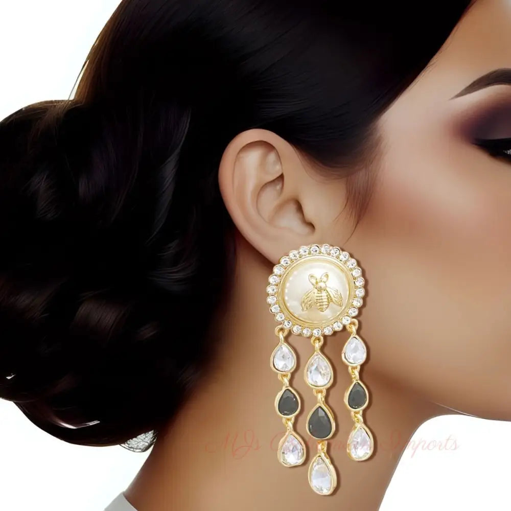 Vintage Look Gold Bee Earrings