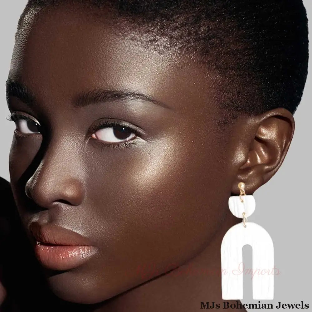 White Clay Arch Bridal Earrings