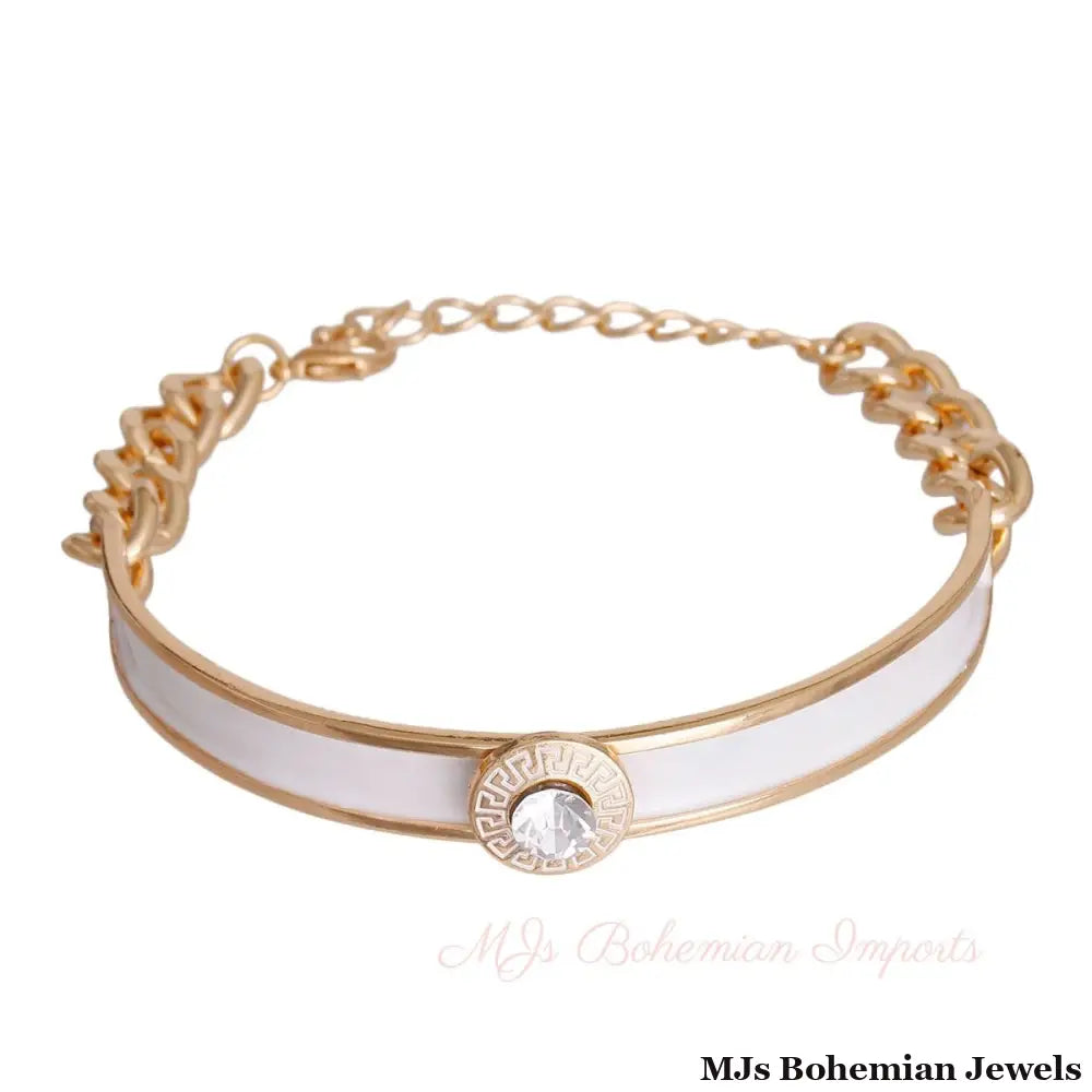 White Greek Medallion Choker- Heavy