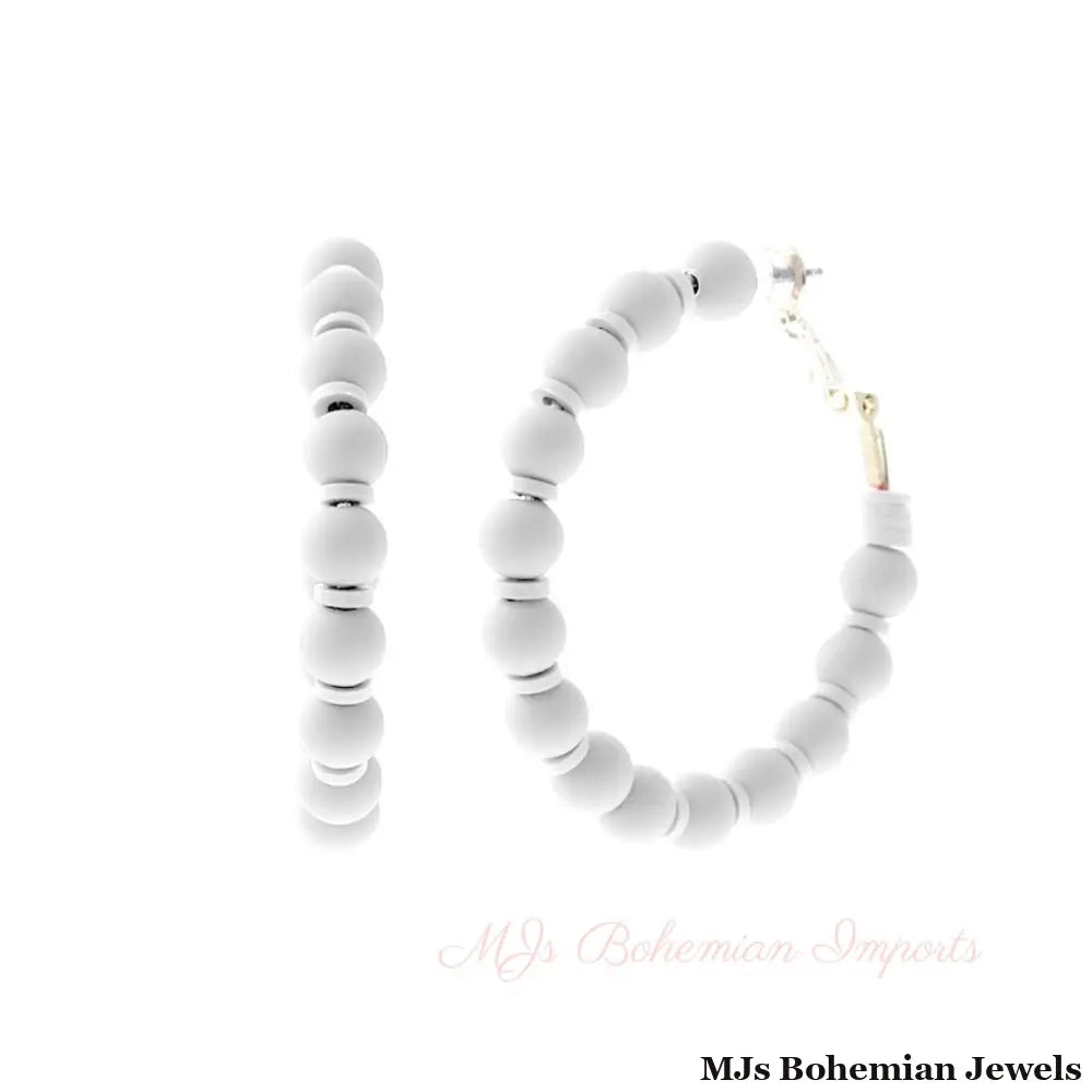 White Rubber Bead Hoops