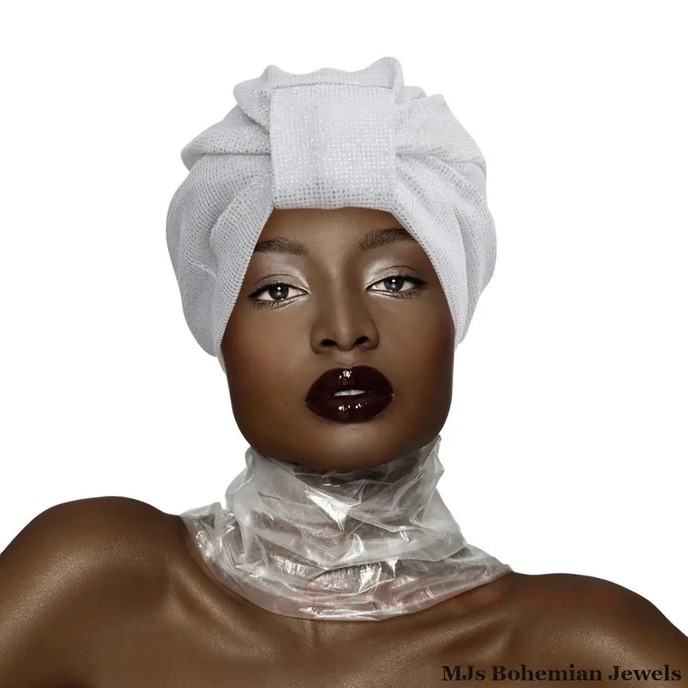 White Shimmering Metallic Turban
