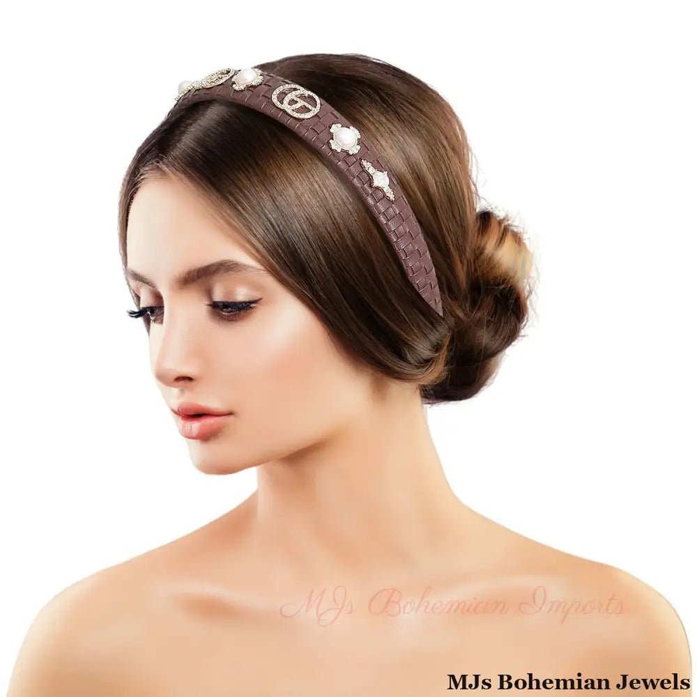 Woven Wonder: Brown Leather Headband