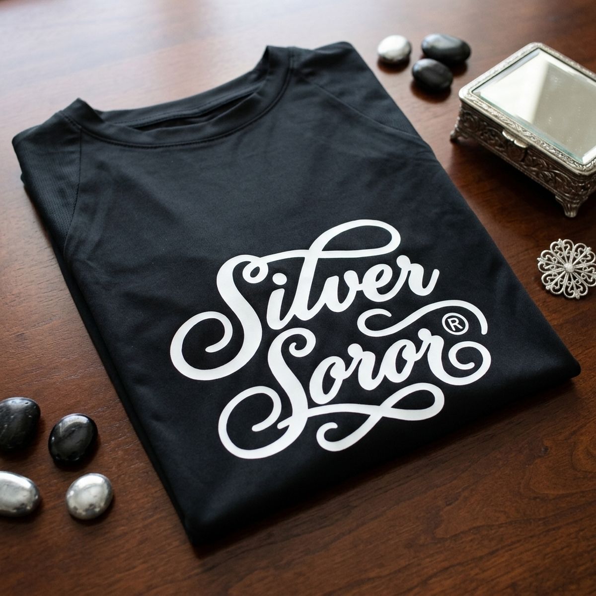 AKA 2XL Silver Soror Black Athletic Tee