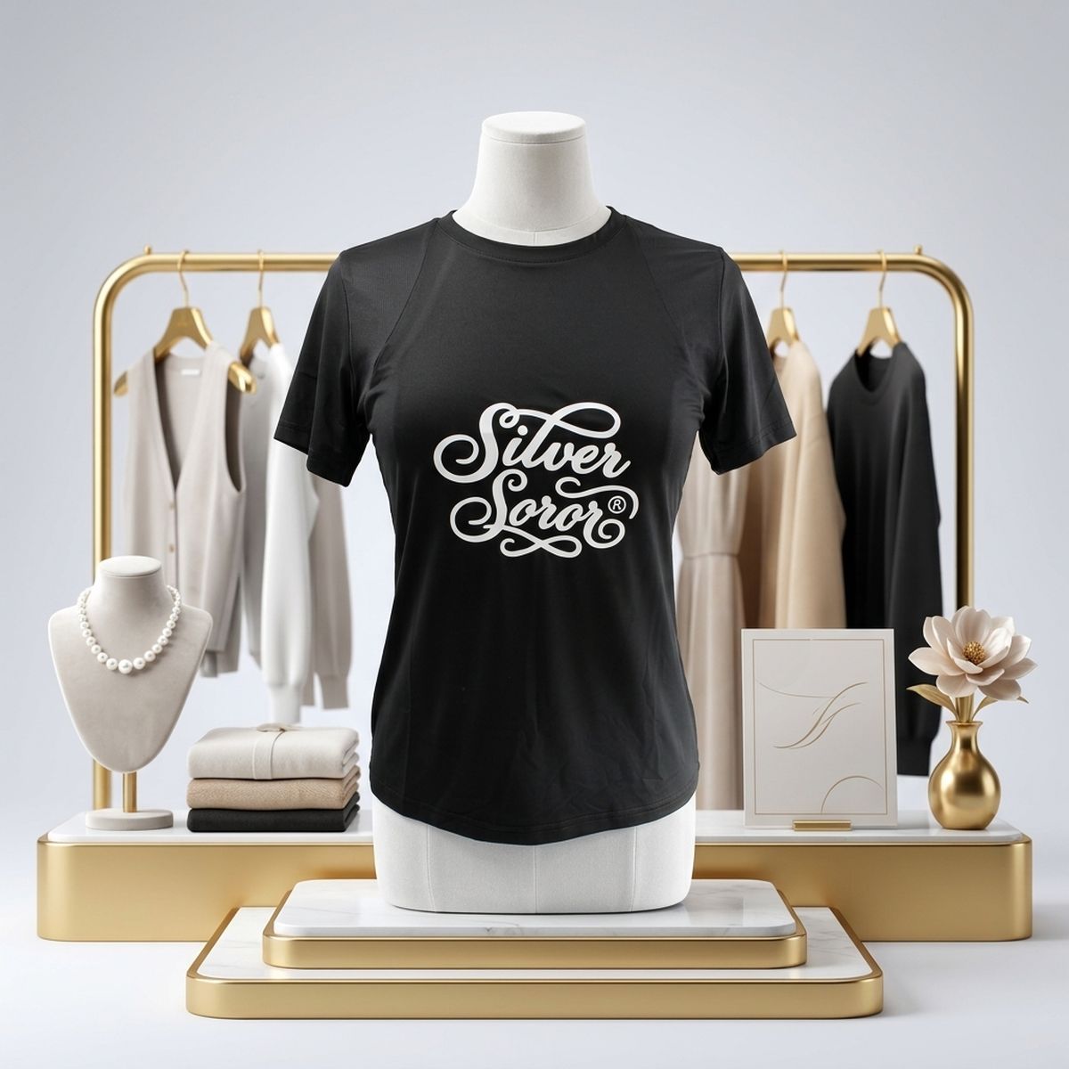 AKA 3XL Silver Soror Black Athletic Tee