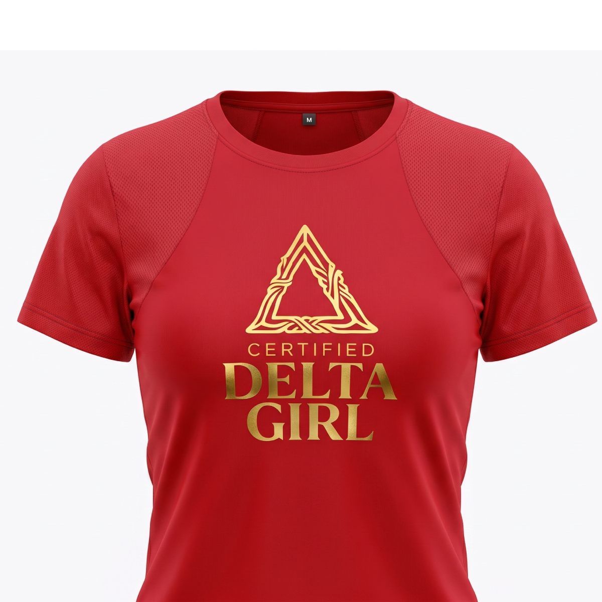 DST Certified Medium Delta Girl Red Athletic Tee