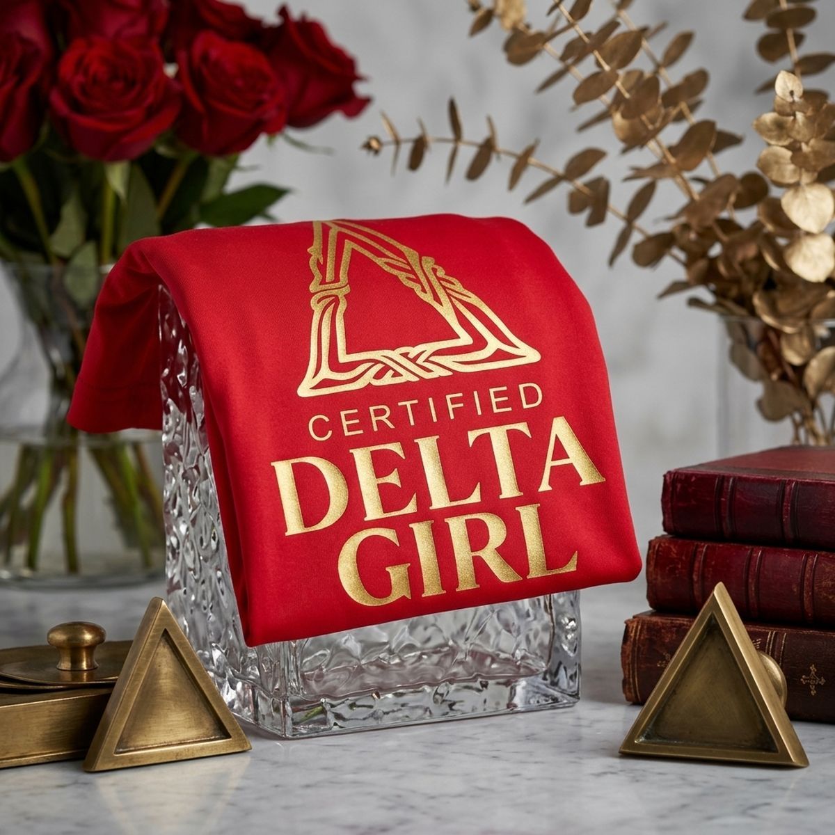 DST Certified Medium Delta Girl Red Athletic Tee