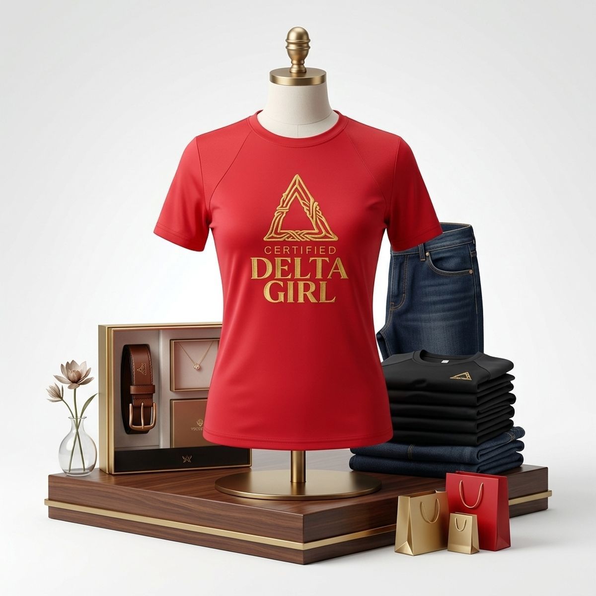 DST Certified Large Delta Girl Red Athletic Tee