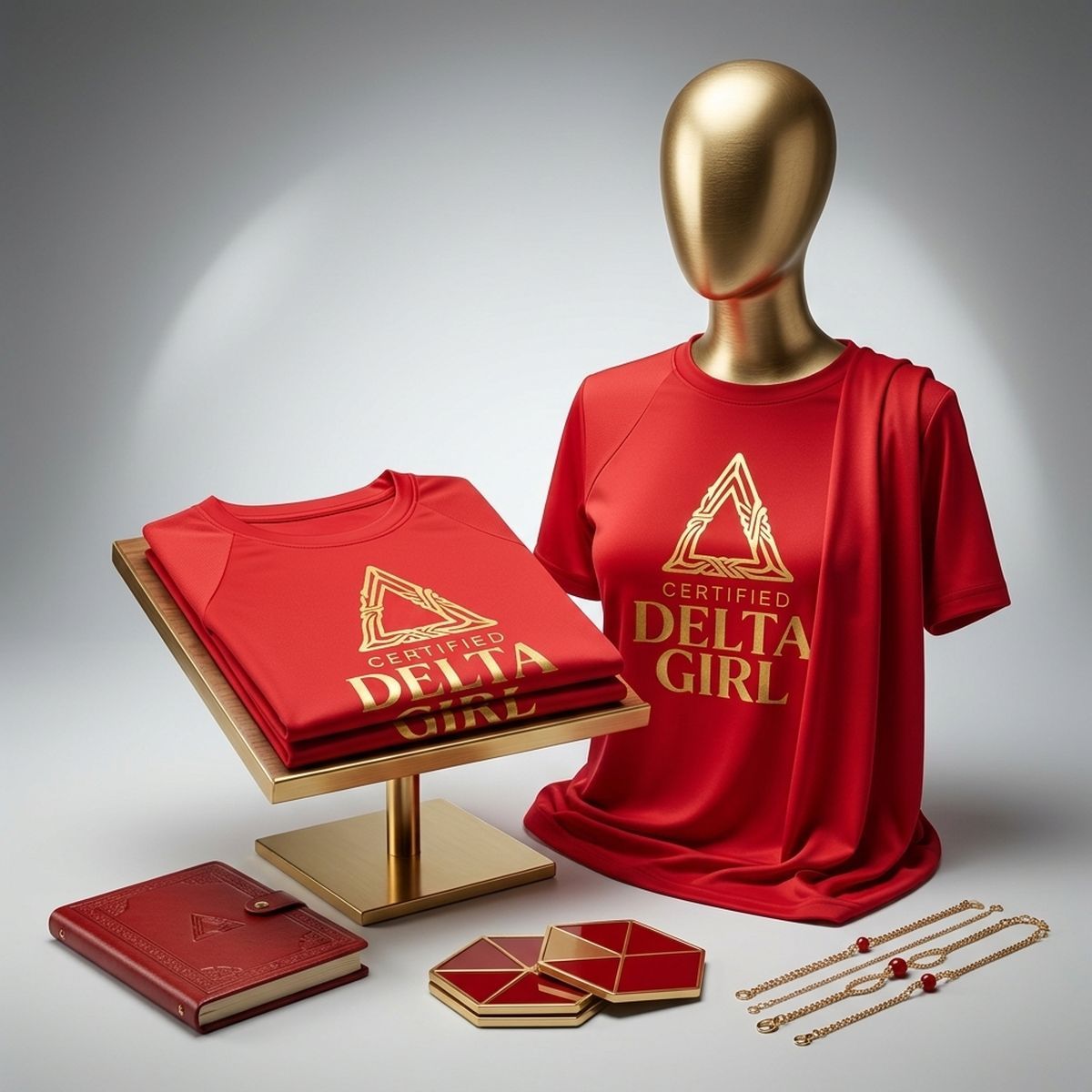 DST Certified Medium Delta Girl Red Athletic Tee
