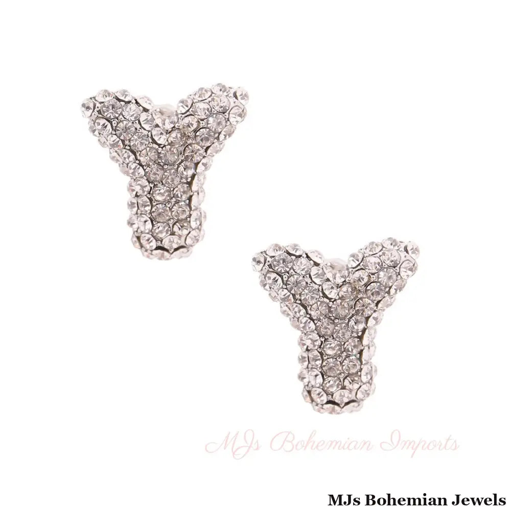 Y Rhinestone Silver Studs