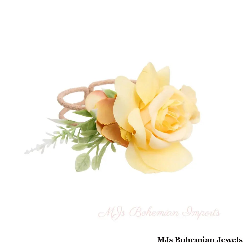 Yellow Fabric Flower Bracelet