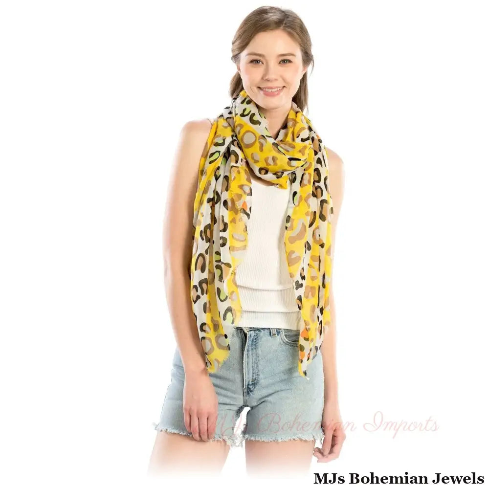 Yellow Leopard Lightweight Scarf