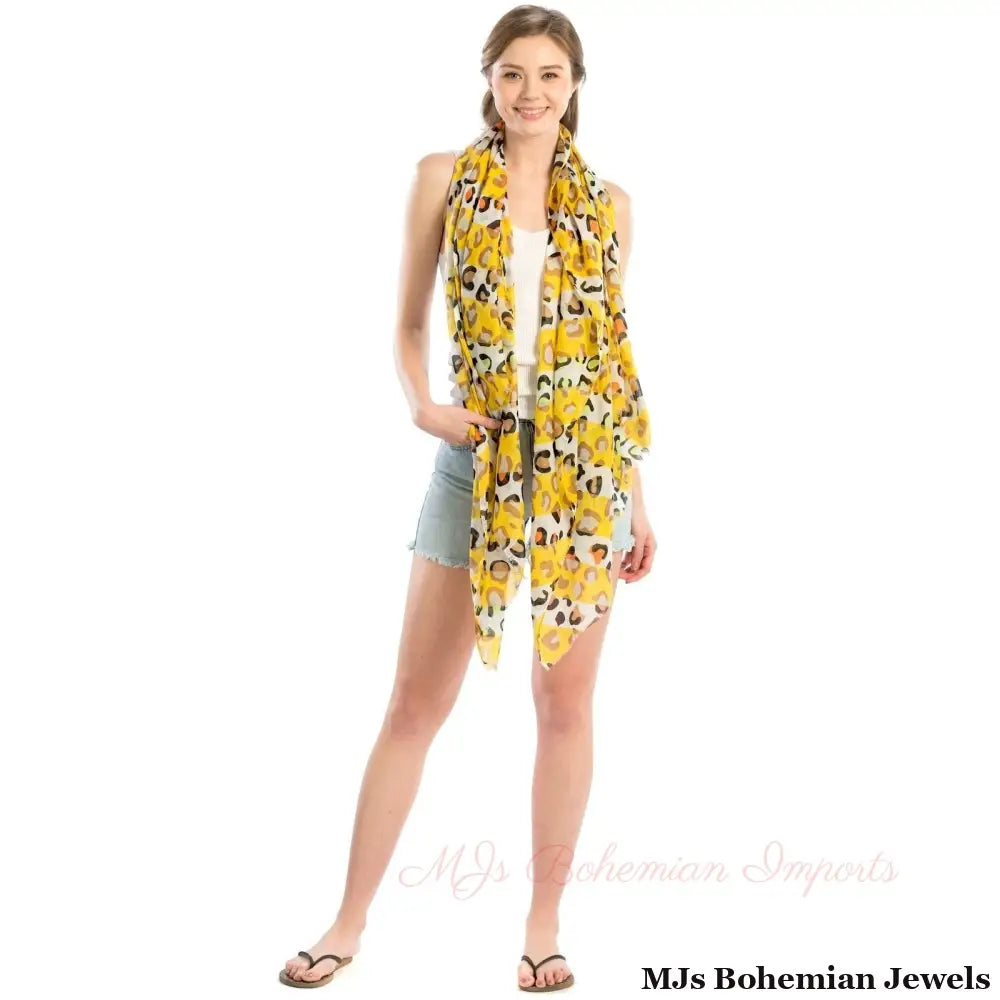Yellow Leopard Lightweight Scarf