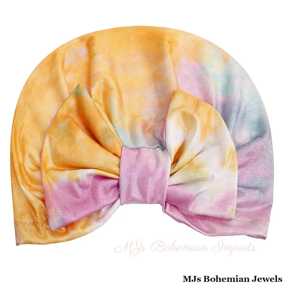 Yellow Tie Dye Bow Turban