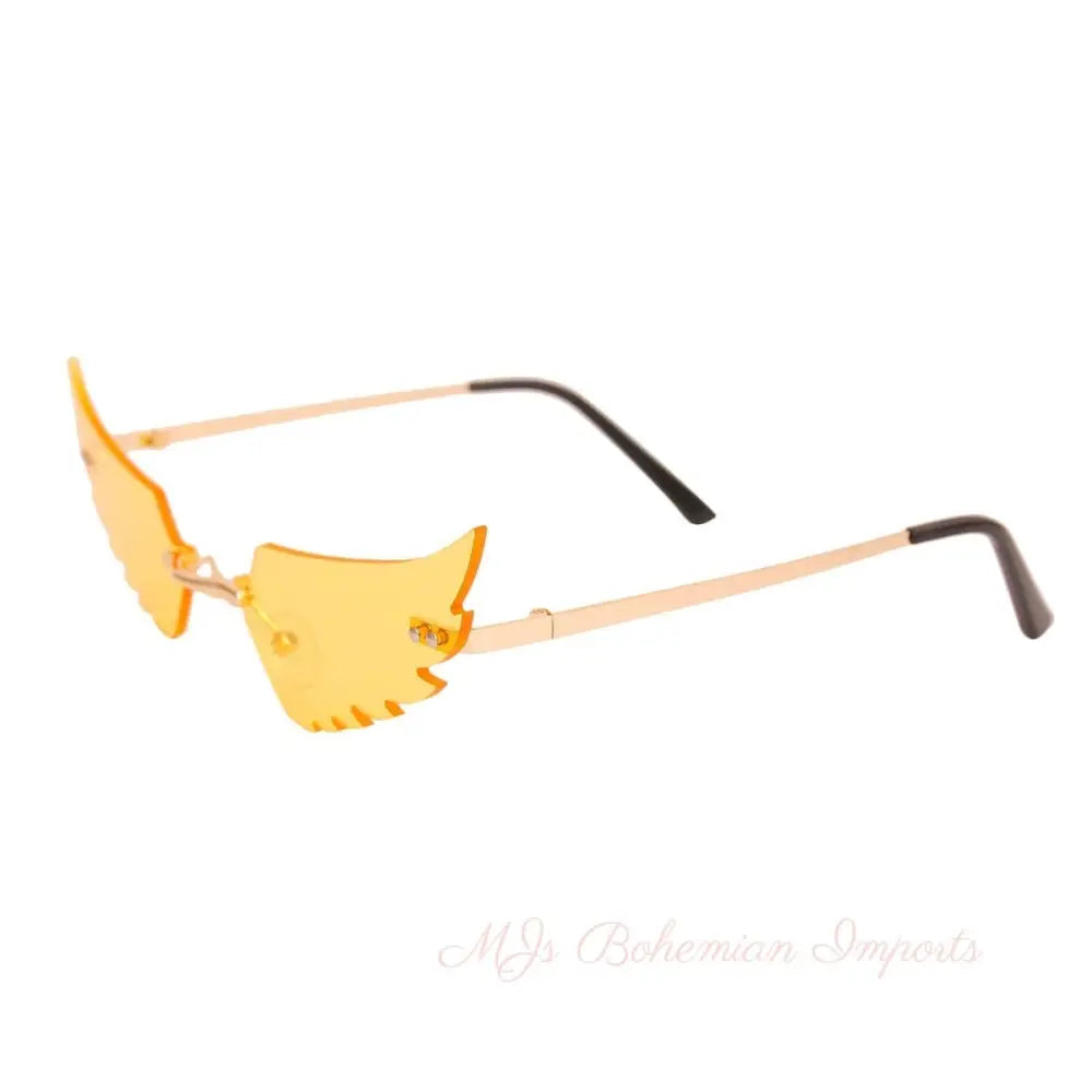 Yellow Wings in Flight Sunglasses