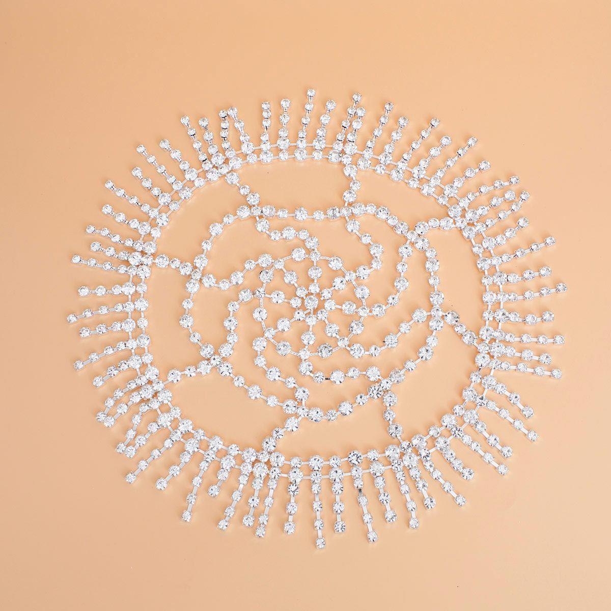 Rhinestone Bridal Headpiece Silver Fringe Women