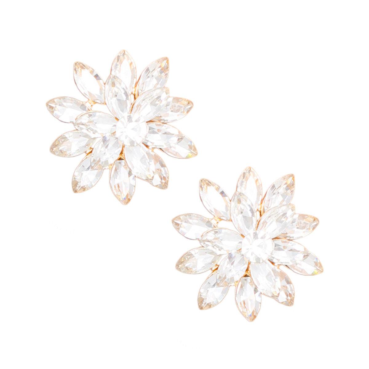 Stud Small Gold Marquise Flower Earrings for Women